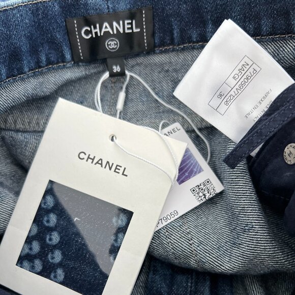 CHANEL 25P CC PEARL DARK BLUE JEANS SIZE FR 36 / US 4 NWTS! - Picture 14 of 17